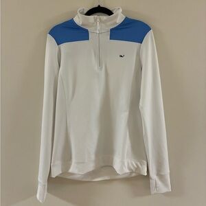 NWT Vineyard Vines Performance White and Blue Quarter-Zip Pullover Size Medium